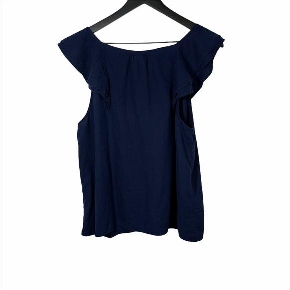 Old Navy | Navy Sleeveless Button Down Ruff Top - Picture 2 of 4